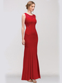 30-2073 Sleeveless Long Evening Dress with Slit - Red, Front View Thumbnail