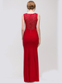 30-2073 Sleeveless Long Evening Dress with Slit - Red, Back View Thumbnail