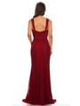 30-3440 Sleeveless Long Evening Dress - Burgundy, Back View Thumbnail