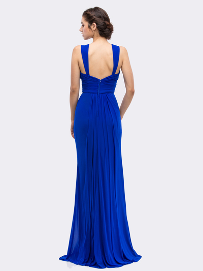 30-3440 Sleeveless Long Evening Dress - Royal Blue, Back View Medium