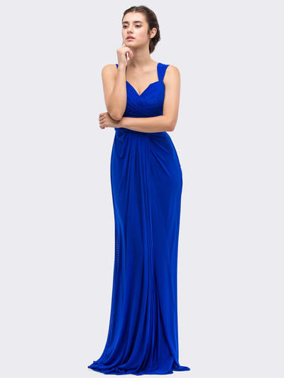 30-3440 Sleeveless Long Evening Dress - Royal Blue, Front View Medium