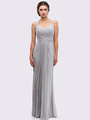 30-3440 Sleeveless Long Evening Dress - Silver, Front View Thumbnail