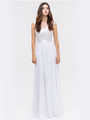 30-3611 Evening Dress with Illusion Neckline - White, Front View Thumbnail