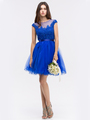 30-3622 Sleeveless Fit and Flare Cocktail Dress - Royal Blue, Front View Thumbnail