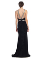30-4053 Halter Jeweled Neckline Long Prom Dress - Black, Back View Thumbnail