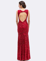 30-5105 Sleeveless Sequin Evening with Cutout Back - Red, Back View Thumbnail