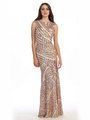 30-5105 Sleeveless Sequin Evening with Cutout Back - Rose Gold, Front View Thumbnail