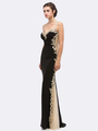 30-6006 Sleeveless Lace Trim Evening Dress with Cutout Back - Black, Front View Thumbnail