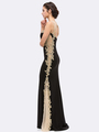 30-6006 Sleeveless Lace Trim Evening Dress with Cutout Back - Black, Back View Thumbnail