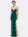 30-6006 Sleeveless Lace Trim Evening Dress with Cutout Back - Hunter Green, Front View Thumbnail