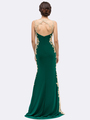 30-6006 Sleeveless Lace Trim Evening Dress with Cutout Back - Hunter Green, Alt View Thumbnail