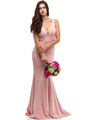 30-6010 Sleeveless Long Prom Dress with Mermaid Hem - Blush, Front View Thumbnail