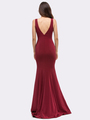 30-6010 Sleeveless Long Prom Dress with Mermaid Hem - Burgundy, Back View Thumbnail