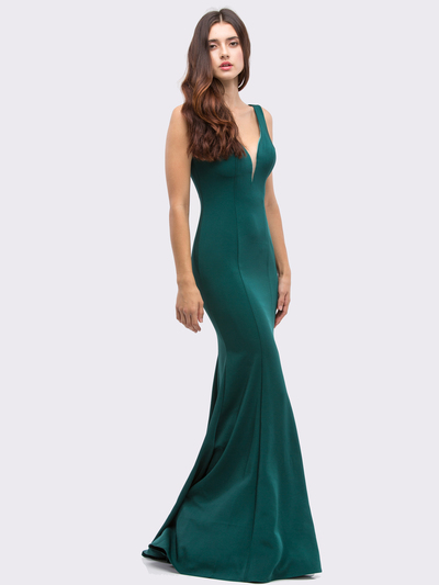 30-6010 Sleeveless Long Prom Dress with Mermaid Hem - Hunter Green, Front View Medium