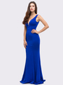 30-6010 Sleeveless Long Prom Dress with Mermaid Hem - Royal Blue, Front View Thumbnail
