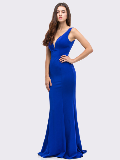 30-6010 Sleeveless Long Prom Dress with Mermaid Hem - Royal Blue, Front View Medium