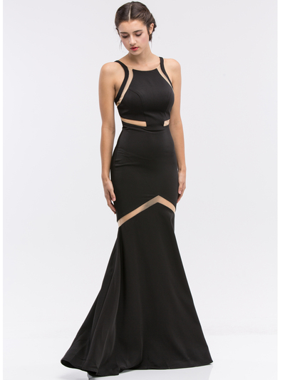 30-6011 Sleeveless Mermaid Prom Evening Dress - Black, Front View Medium