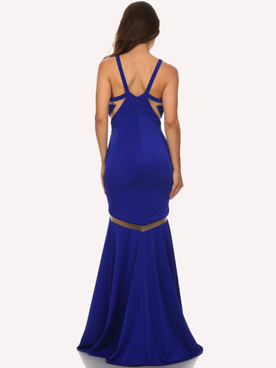 30-6011 Sleeveless Mermaid Prom Evening Dress - Royal Blue, Back View Medium