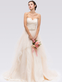 30-6500 Strapless Sweetheart Destination Wedding Gown - Champagne, Front View Thumbnail