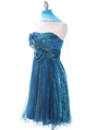 Teal Strapless Pleated Cocktail Dress