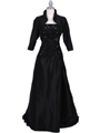 Black Tafetta Evening Dress with Bolero