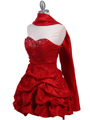 3054 Red Taffeta Cocktail Dress - Red, Alt View Thumbnail