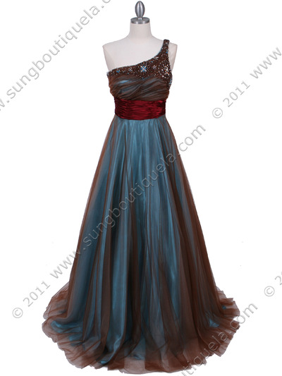 3057 Jade One Should Prom Gown - Jade, Front View Medium