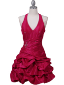 Fuschia Halter Taffeta Cocktail Dress