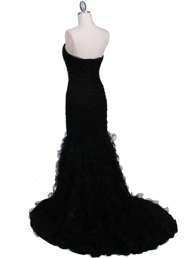 3063 Black Lace Prom Dress - Black, Back View Medium