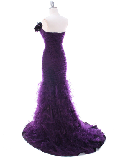3063 Purple Lace Prom Dress - Purple, Back View Medium