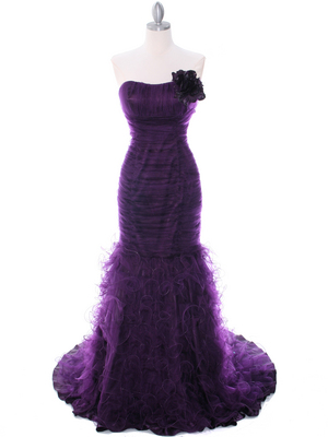 3063 Purple Lace Prom Dress, Purple