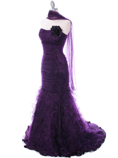 3063 Purple Lace Prom Dress - Purple, Alt View Medium