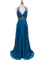 3066 Jade Halter Beaded Chiffon Prom Evening Dress - Jade, Front View Thumbnail