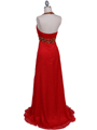 3066 Red Halter Beaded Chiffon Prom Evening Dress - Red, Back View Thumbnail