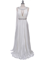 3071 Ivory Pleated Evening Gown - Ivory, Front View Thumbnail