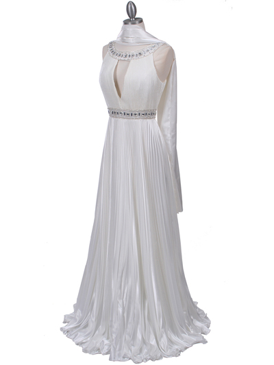 3071 Ivory Pleated Evening Gown - Ivory, Alt View Medium