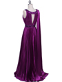 3071 Purple Pleated Evening Gown - Purple, Back View Thumbnail