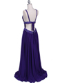 3072 Purple Beaded Chiffon Prom Evening Dress - Purple, Back View Thumbnail