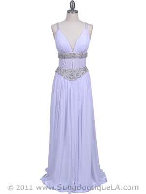 3072 White Beaded Chiffon Prom Evening Dress, White