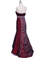 3073  Wine Strapless Tafetta Evening Gown - Back Image