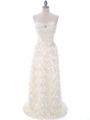 3152  Ivory Rosette Prom Evening Dress - Front Image