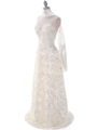 3152  Ivory Rosette Prom Evening Dress - Alt. Image