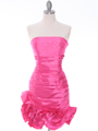 3158 Hot Pink Strapless Pleated Cocktail Dress - Hot Pink, Front View Thumbnail