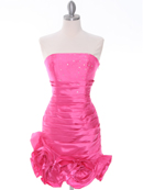 3158 Hot Pink Strapless Pleated Cocktail Dress, Hot Pink