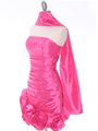 3158 Hot Pink Strapless Pleated Cocktail Dress - Hot Pink, Alt View Thumbnail