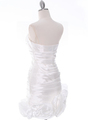 3158 Off White Strapless Pleated Cocktail Dress - Off White, Back View Thumbnail