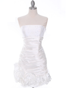 Off White Strapless Pleated Cocktail Dress