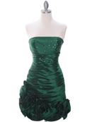 Olive Strapless Pleated Cocktail Dress