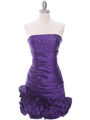 3158 Purple Strapless Pleated Bridesmaid Dress - Purple, Front View Thumbnail