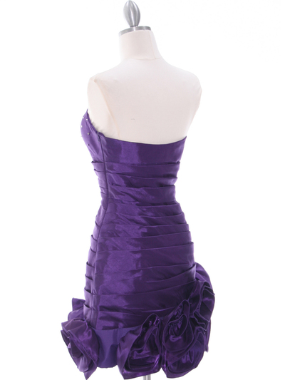 3158 Purple Strapless Pleated Bridesmaid Dress - Purple, Back View Medium